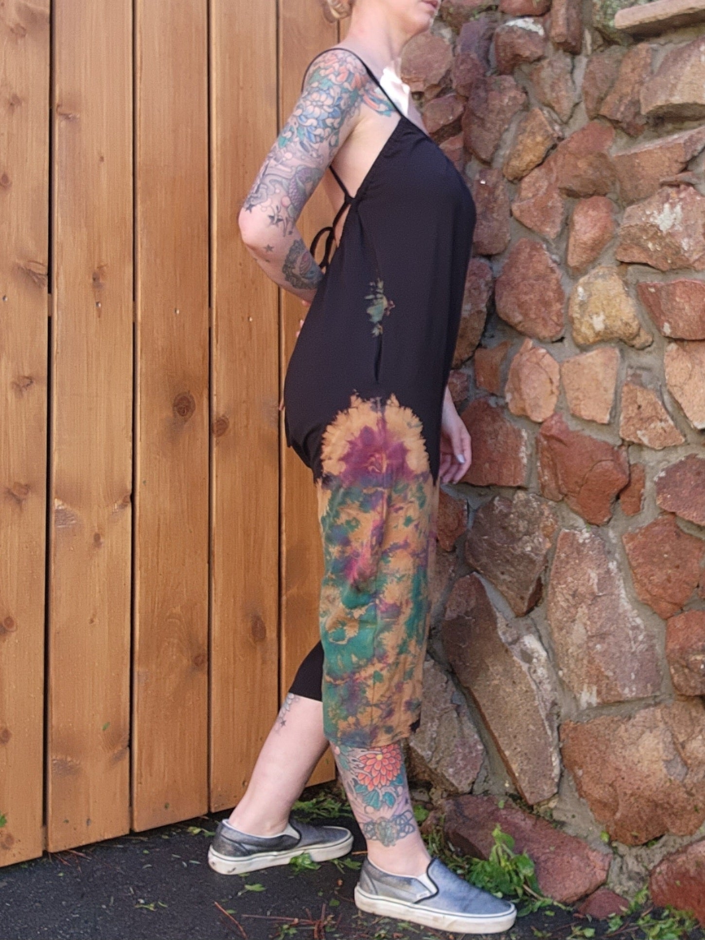 Galaxy Wide Leg Capri Romper - Black