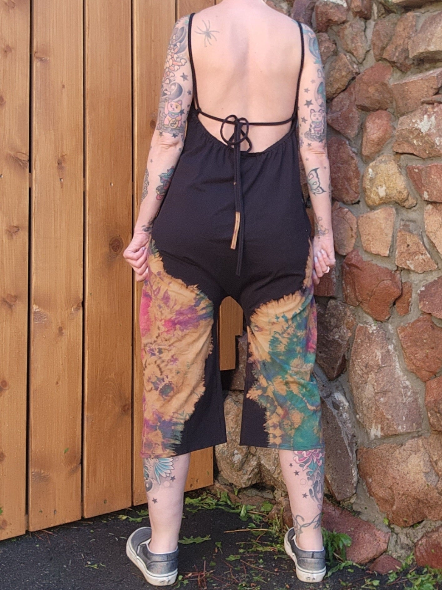 Galaxy Wide Leg Capri Romper - Black
