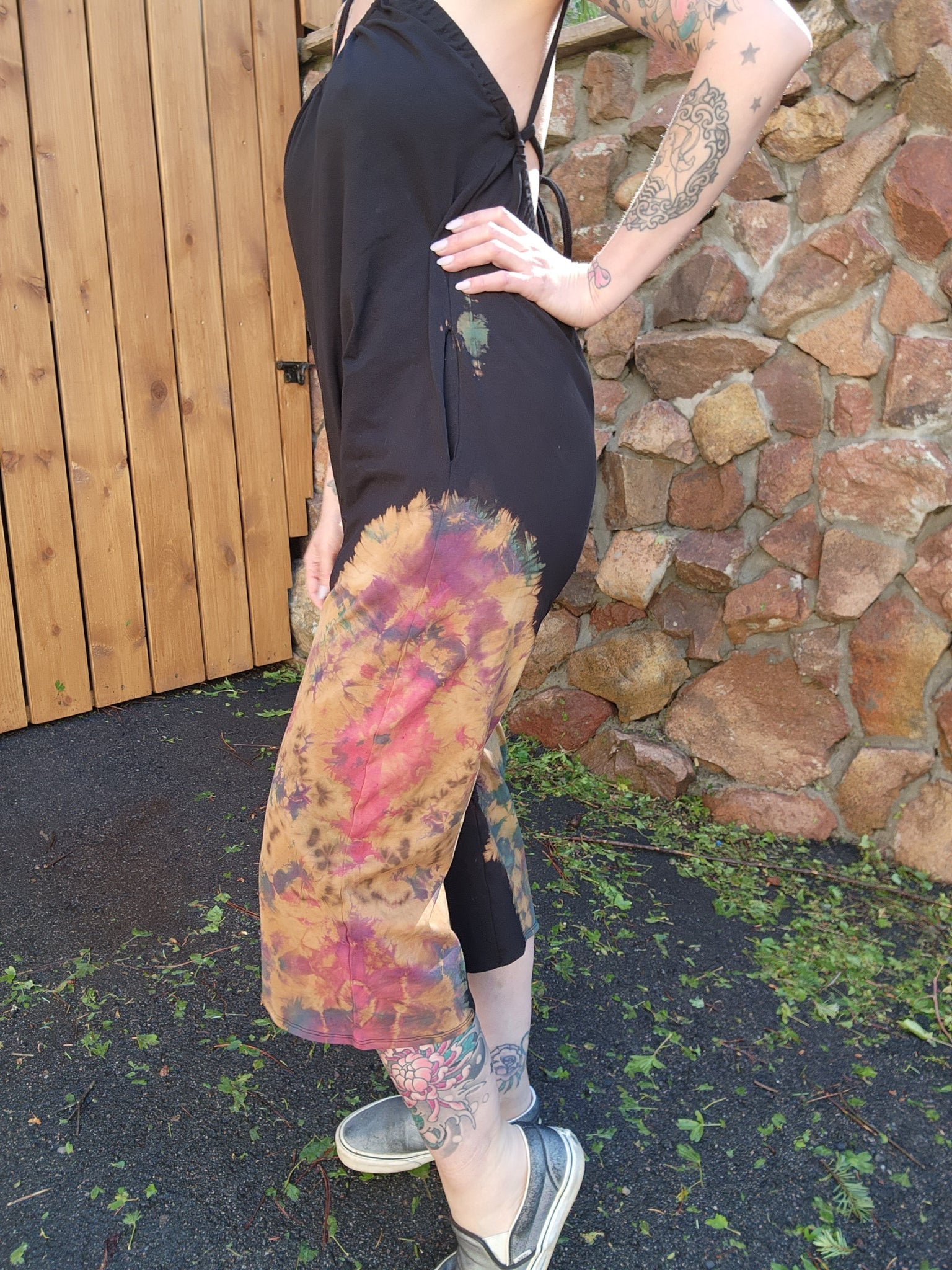 Galaxy Wide Leg Capri Romper - Black