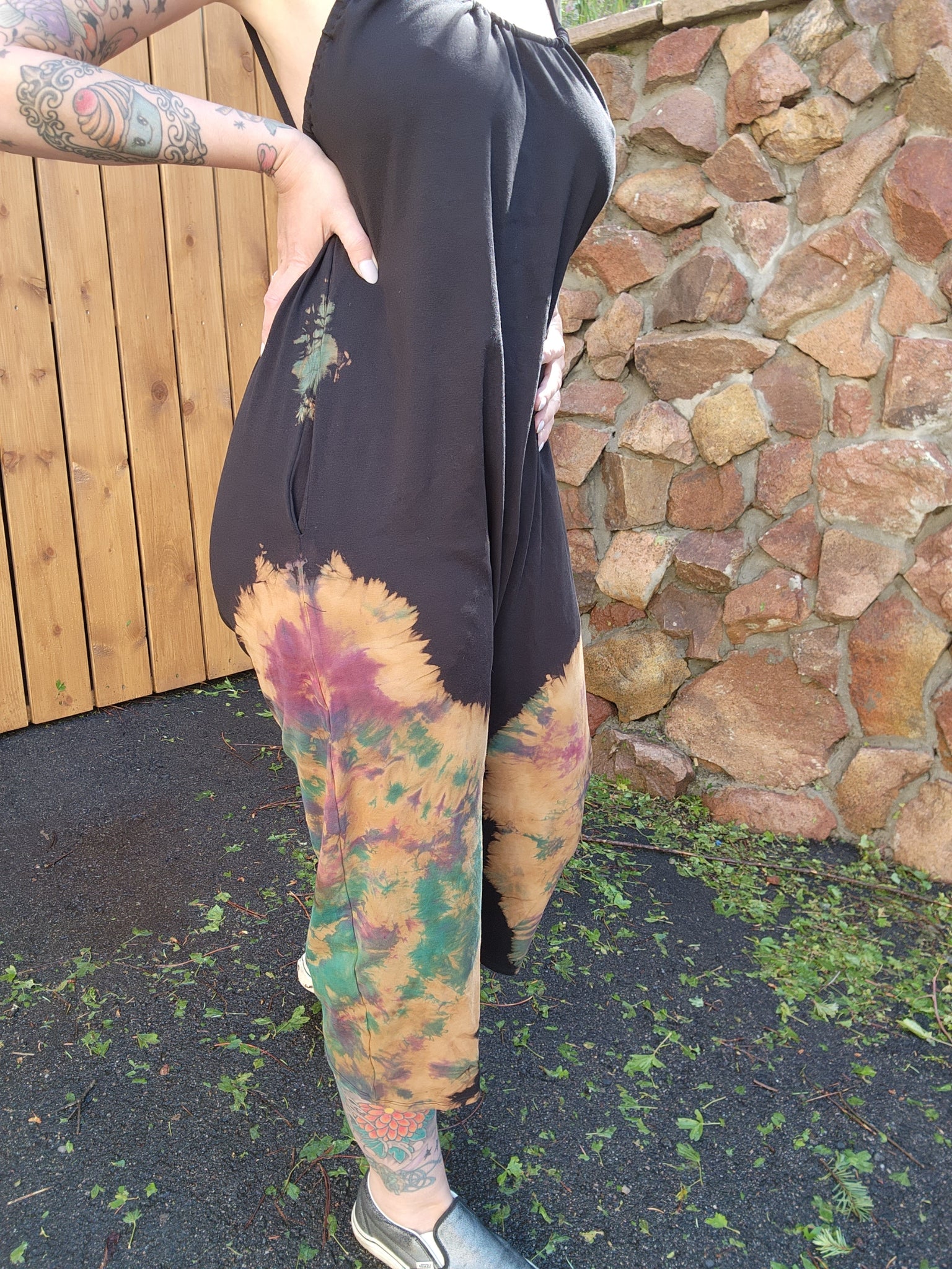 Galaxy Wide Leg Capri Romper - Black
