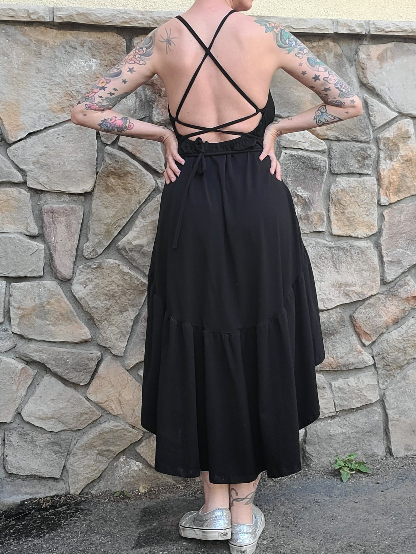 Ruffle Hem Dress - Black