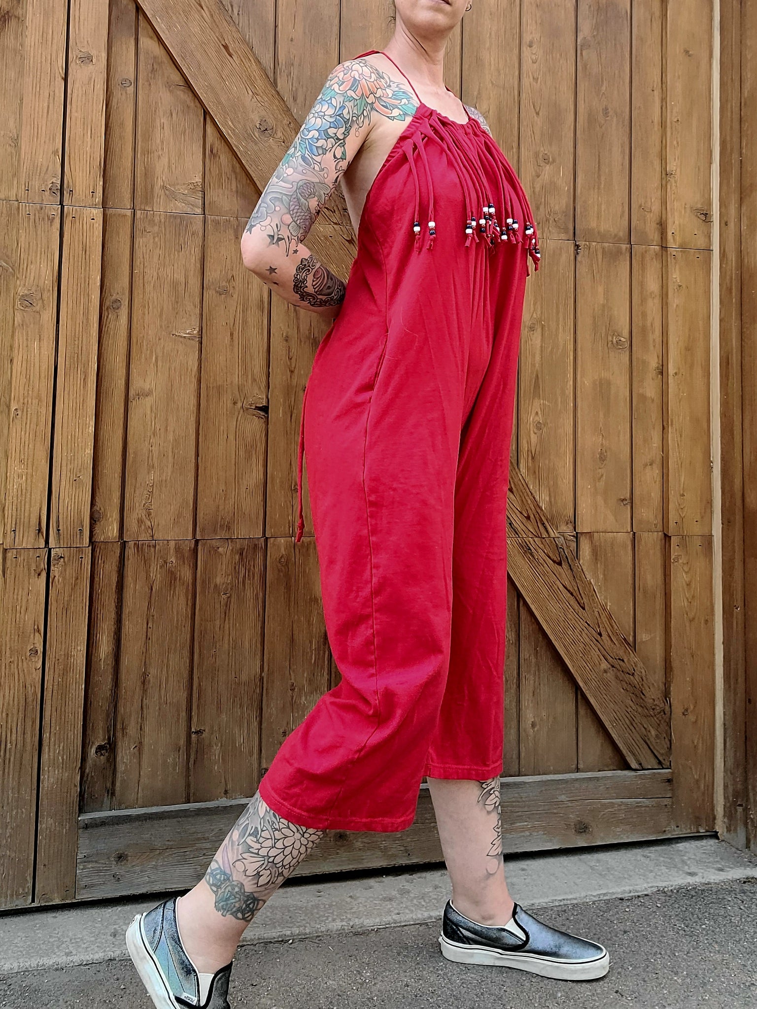Beaded Wide Leg Capri Romper