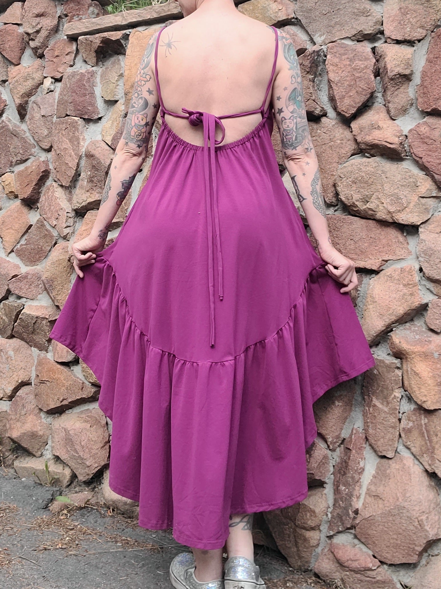 Ruffle Hem Dress - Purple