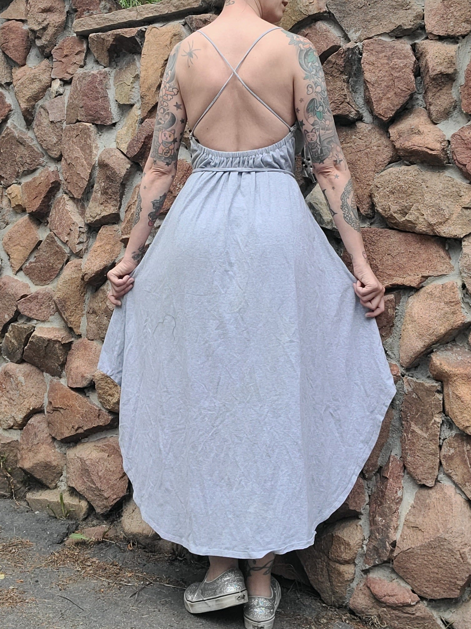 Beaded High Low Dress PEZZO Apparel Beaded High Low Dress PEZZO Apparel